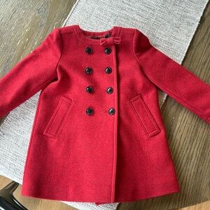 Girls Red Burberry Wool Coat